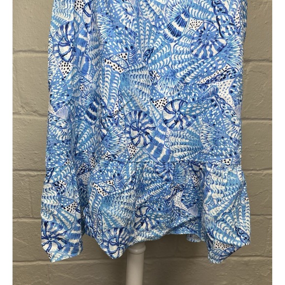 Lilly‎ Pulitzer Jayden Linen Dress Large Amafi Blue by the Seashore Resort Beach - Picture 4 of 11
